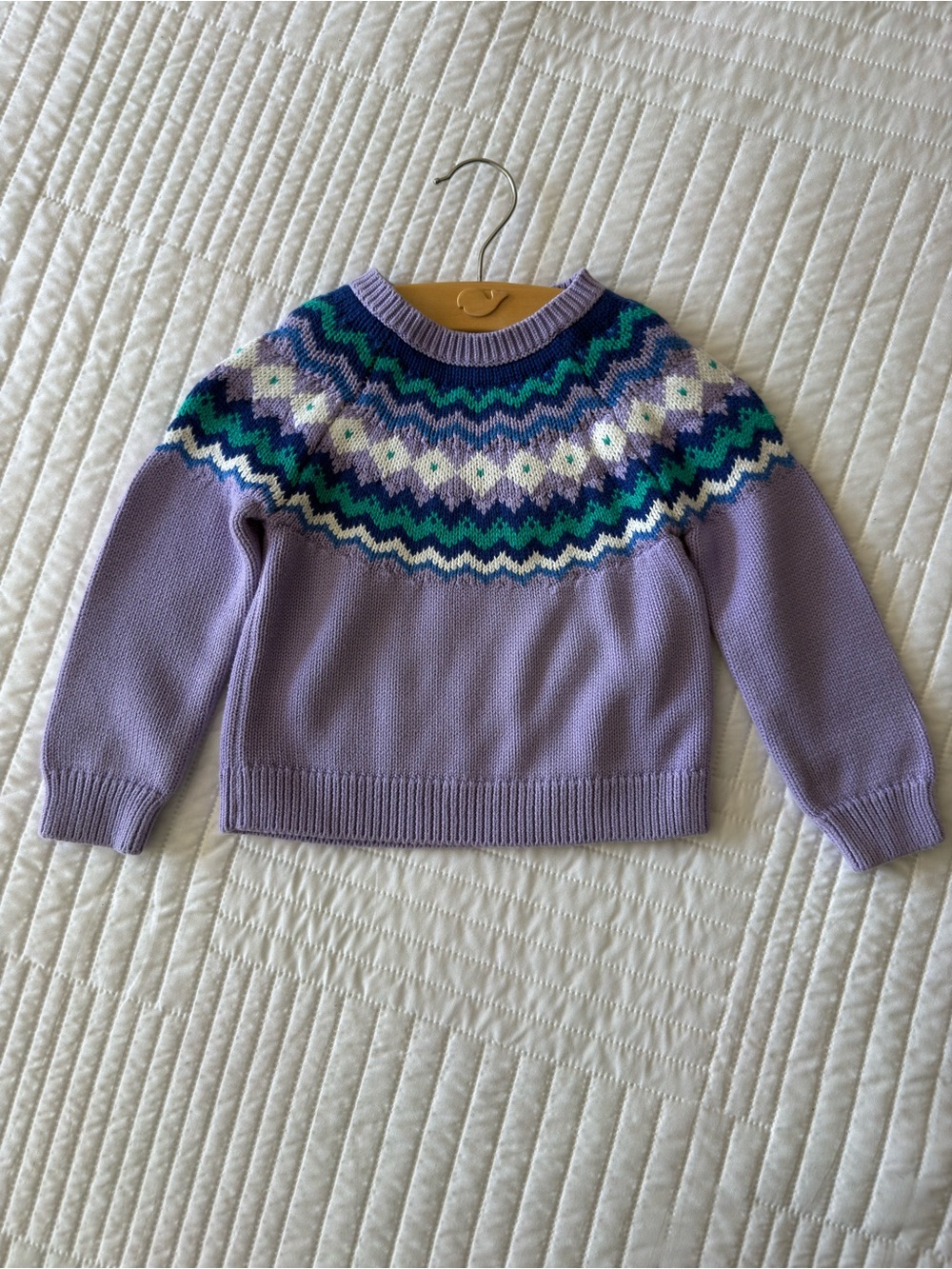 Primary Lavender Fair Isle Knit Sweater | Oshkosh Wide Leg Cuff Jeans đź’ś - Picture 7 of 13